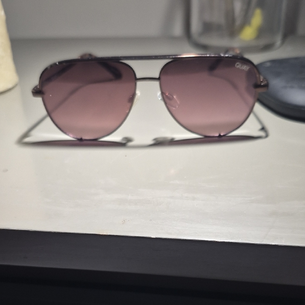 Quay Australia Pink Gradient Aviator Sunglasses